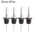 4-Piece Liquor Pourers Set - Stainless Steel Bar Pour Spouts for Bottles | Home Bar Accessories