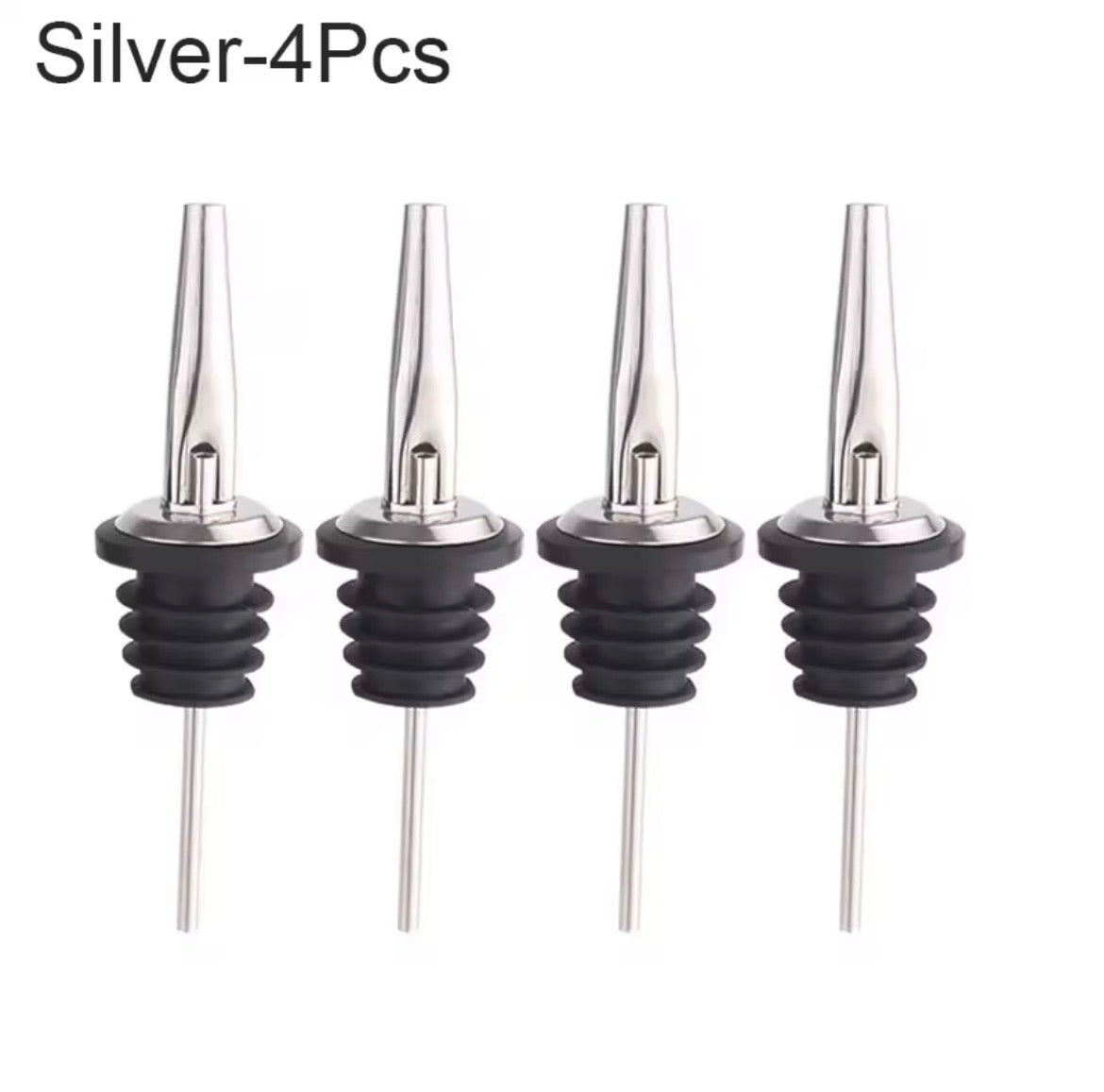 4-Piece Liquor Pourers Set - Stainless Steel Bar Pour Spouts for Bottles | Home Bar Accessories