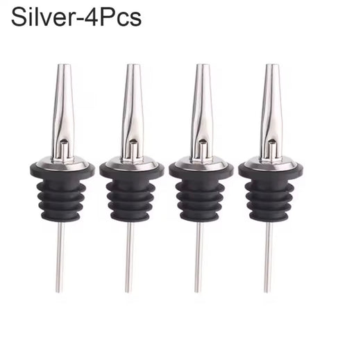 4-Piece Liquor Pourers Set - Stainless Steel Bar Pour Spouts for Bottles | Home Bar Accessories