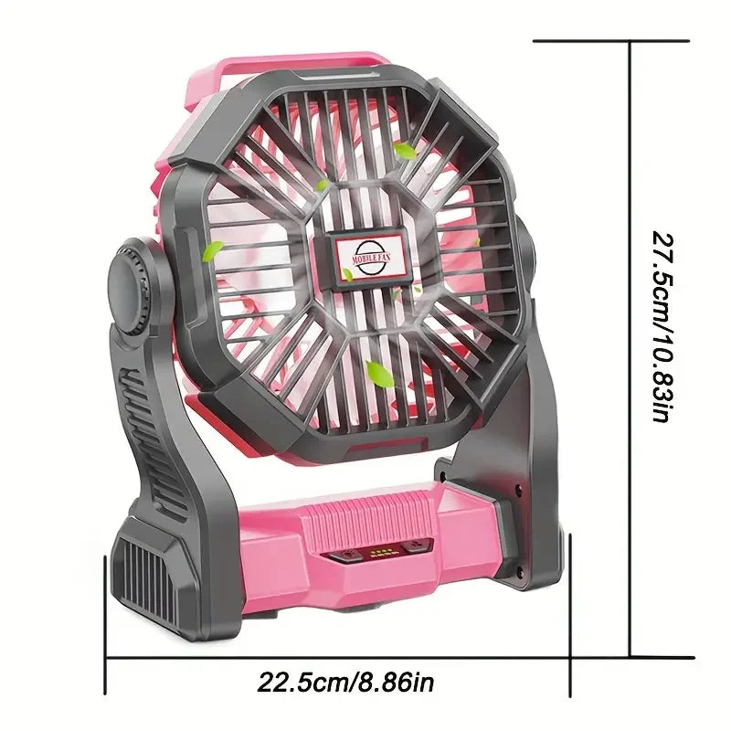 3-n-1 Outdoor Fan - Portable USB Rechargeable Fan, Light, & Power Bank