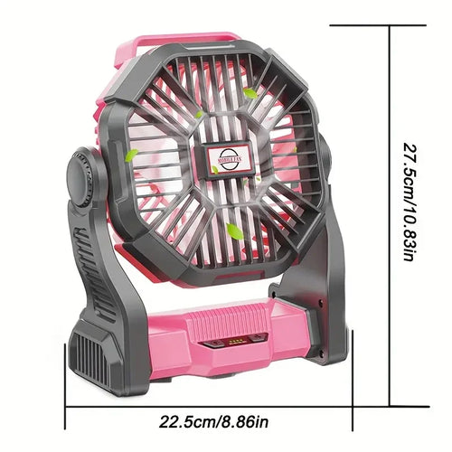 3-n-1 Outdoor Fan - Portable USB Rechargeable Fan, Light, & Power Bank