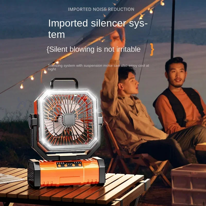 Portable 4-Speed Battery Fan & LED Lantern
